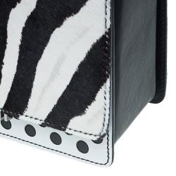 Pre Owned Jimmy Choo Black/White Zebra Print Calf Hair and Leather Amie Satchel