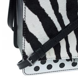 Pre Owned Jimmy Choo Black/White Zebra Print Calf Hair and Leather Amie Satchel