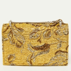 Jimmy Choo Yellow Brocade Fabric Chain Clutch