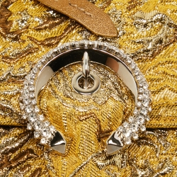 Jimmy Choo Yellow Brocade Fabric Chain Clutch
