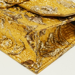 Jimmy Choo Yellow Brocade Fabric Chain Clutch