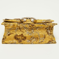 Jimmy Choo Yellow Brocade Fabric Chain Clutch