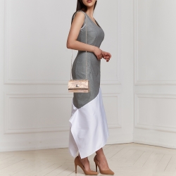 Pre Owned Jimmy Choo Beige Floral Lace Lizzie Chain Shoulder Bag