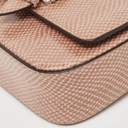 Pre Owned Jimmy Choo Brown/Beige Lizard Embossed Leather Cheri Chain Shoulder Bag