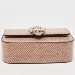 Pre Owned Jimmy Choo Brown/Beige Lizard Embossed Leather Cheri Chain Shoulder Bag