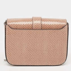 Pre Owned Jimmy Choo Brown/Beige Lizard Embossed Leather Cheri Chain Shoulder Bag