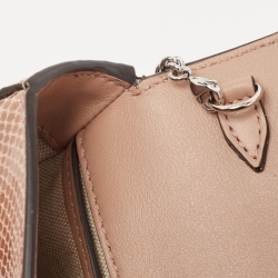 Pre Owned Jimmy Choo Brown/Beige Lizard Embossed Leather Cheri Chain Shoulder Bag