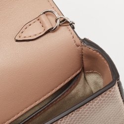 Pre Owned Jimmy Choo Brown/Beige Lizard Embossed Leather Cheri Chain Shoulder Bag