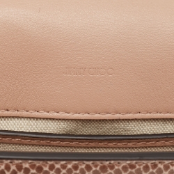Pre Owned Jimmy Choo Brown/Beige Lizard Embossed Leather Cheri Chain Shoulder Bag