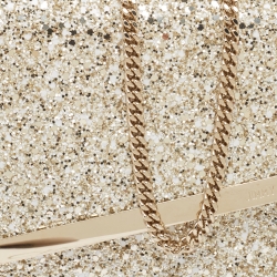 Pre Owned Jimmy Choo Gold Coarse Glitter Emmie Clutch