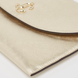 Pre Owned Jimmy Choo Gold Leather JC Envelope Pouch