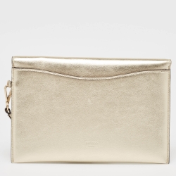 Pre Owned Jimmy Choo Gold Leather JC Envelope Pouch