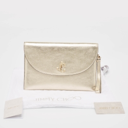 Pre Owned Jimmy Choo Gold Leather JC Envelope Pouch
