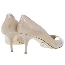 Pre Owned Jimmy Choo Nude Patent Isabel Peep Toe Pumps Size 38