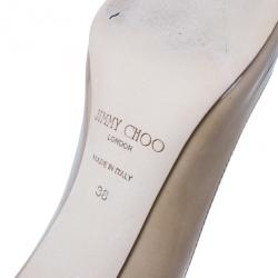 Pre Owned Jimmy Choo Nude Patent Isabel Peep Toe Pumps Size 38