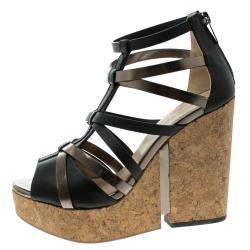 مملوكة مسبقًا صندل جيمي تشو نعل روكي فيلين باسكال جلد لونين مقاس 38.5