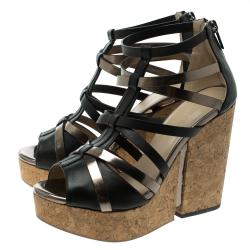 مملوكة مسبقًا صندل جيمي تشو نعل روكي فيلين باسكال جلد لونين مقاس 38.5