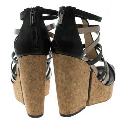 مملوكة مسبقًا صندل جيمي تشو نعل روكي فيلين باسكال جلد لونين مقاس 38.5