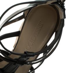 مملوكة مسبقًا صندل جيمي تشو نعل روكي فيلين باسكال جلد لونين مقاس 38.5