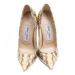 مملوكة مسبقًا Jimmy Choo Two Tone Python Leather Anouk Pointed Toe Pumps Size 35.5