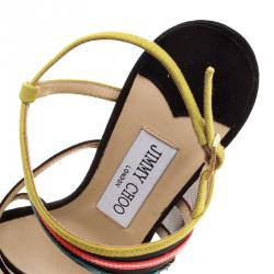 مملوكة مسبقًا صندل جيمي تشو فيزبي جلد متعدد الألوان وشبكة بسيور مقاس 36.5