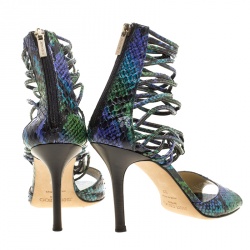 مملوكة مسبقًا صندل جيمي تشو شاكيرا جلد ثعبان متعدد الألوان بسيور مقاس 37