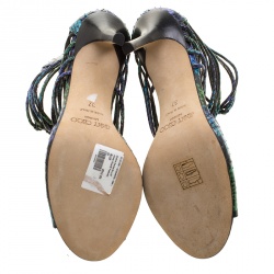 مملوكة مسبقًا صندل جيمي تشو شاكيرا جلد ثعبان متعدد الألوان بسيور مقاس 37