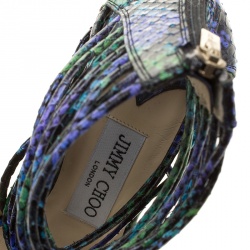 مملوكة مسبقًا صندل جيمي تشو شاكيرا جلد ثعبان متعدد الألوان بسيور مقاس 37