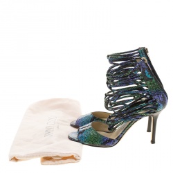 مملوكة مسبقًا صندل جيمي تشو شاكيرا جلد ثعبان متعدد الألوان بسيور مقاس 37