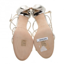 Pre Owned Jimmy Choo Metallic Silver Dory Caged Sandals Size 40.5