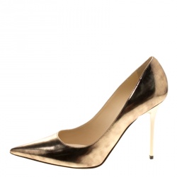 مملوكة مسبقًا Jimmy Choo Metallic Vintage Mirror Effect Leather Abel Pointed Toe Pumps Size 38.5