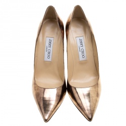 مملوكة مسبقًا Jimmy Choo Metallic Vintage Mirror Effect Leather Abel Pointed Toe Pumps Size 38.5