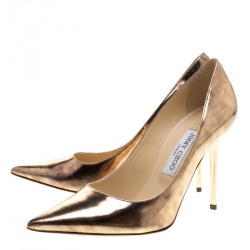 مملوكة مسبقًا Jimmy Choo Metallic Vintage Mirror Effect Leather Abel Pointed Toe Pumps Size 38.5