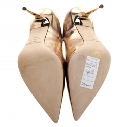 مملوكة مسبقًا Jimmy Choo Metallic Vintage Mirror Effect Leather Abel Pointed Toe Pumps Size 38.5
