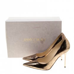 مملوكة مسبقًا Jimmy Choo Metallic Vintage Mirror Effect Leather Abel Pointed Toe Pumps Size 38.5