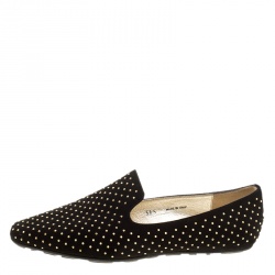 Jimmy Choo Black Studded Wheel Smoking Slippers Size 36.5