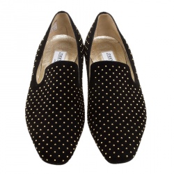 Jimmy Choo Black Studded Wheel Smoking Slippers Size 36.5