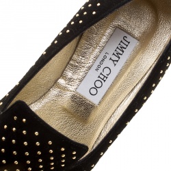 Jimmy Choo Black Studded Wheel Smoking Slippers Size 36.5