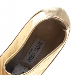 Pre Owned Jimmy Choo Metallic Gold Leather and PVC Dierdre Ankle Boots Size 37