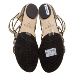 Pre Owned Jimmy Choo Metallic Studded Mirror Leather Nix Gladiator Flats Size 40