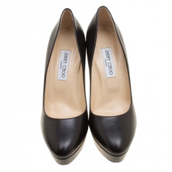 Pre Owned Jimmy Choo Black Leather Alex Platform Pumps Size 41