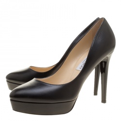 Pre Owned Jimmy Choo Black Leather Alex Platform Pumps Size 41