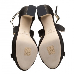 Pre Owned Jimmy Choo Black Suede Janet Cross Strap Platform Block Heel Sandals Size 38