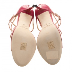 Pre Owned Jimmy Choo Rogue Pink Leather Lang Strappy Sandals Size 40
