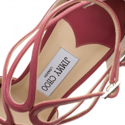 Pre Owned Jimmy Choo Rogue Pink Leather Lang Strappy Sandals Size 40
