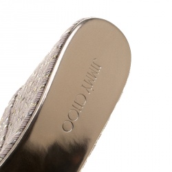 مملوكة مسبقًا صندل سلايد جيمي تشو برفيوم جلد ثعبان أصفر كعب روكي مقاس 36