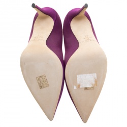 Pre Owned Jimmy Choo Exclusive Collection Deep Purple Satin Manda Crystal Embellished Pointed Toe Pumps Size 41
