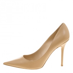 Pre Owned Jimmy Choo Beige Leather Abel Pointed Toe Pumps Size 41