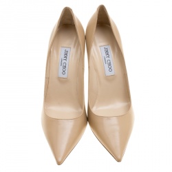 Pre Owned Jimmy Choo Beige Leather Abel Pointed Toe Pumps Size 41
