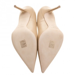 Pre Owned Jimmy Choo Beige Leather Abel Pointed Toe Pumps Size 41